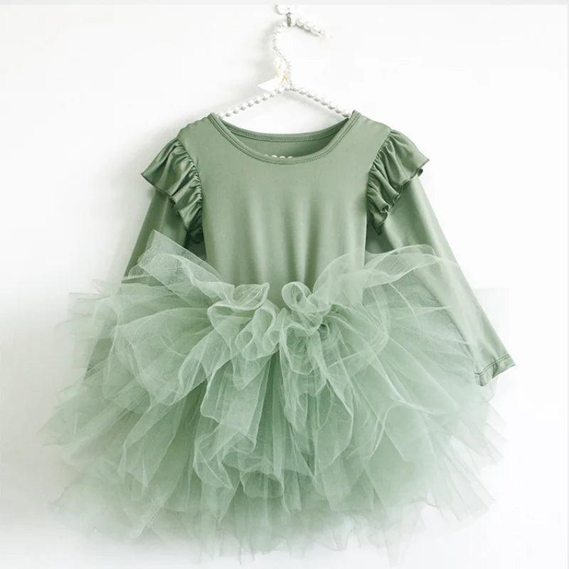 Ballet Tulle Dress with Fluffy Long Sleeve