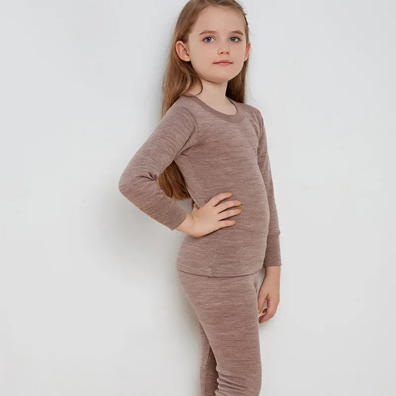 Merino Wool Thermal Kids Underwear Set