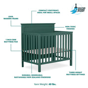 Olivewood 4-in-1 Convertible Mini Crib