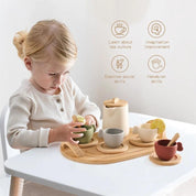 Wooden Children Montessori Toy Teapot Teacup Simulation Kitchen Utensil  BPA Free Silicone Kid Education Pretend Play Toy Gift - Mandhi