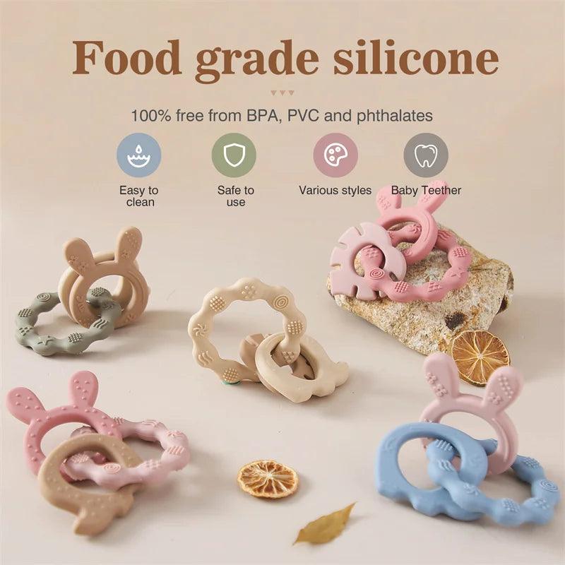 Baby Silicone Teether Ring  Rattles