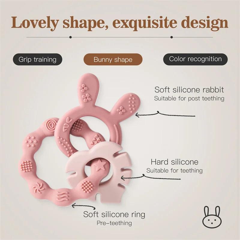 Baby Silicone Teether Ring  Rattles