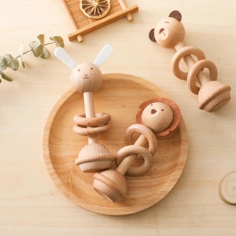 Wooden Animal Rattle Toys