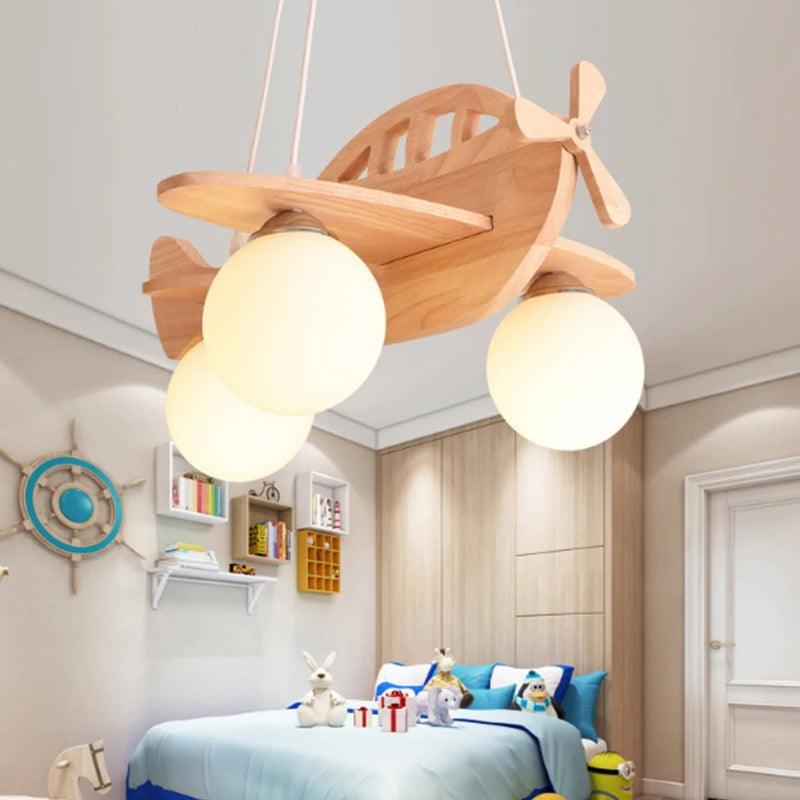 Wood Airplane Chandelier