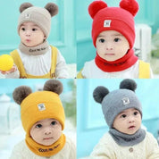 Winter Warm Baby Knitted Hats with Scarf