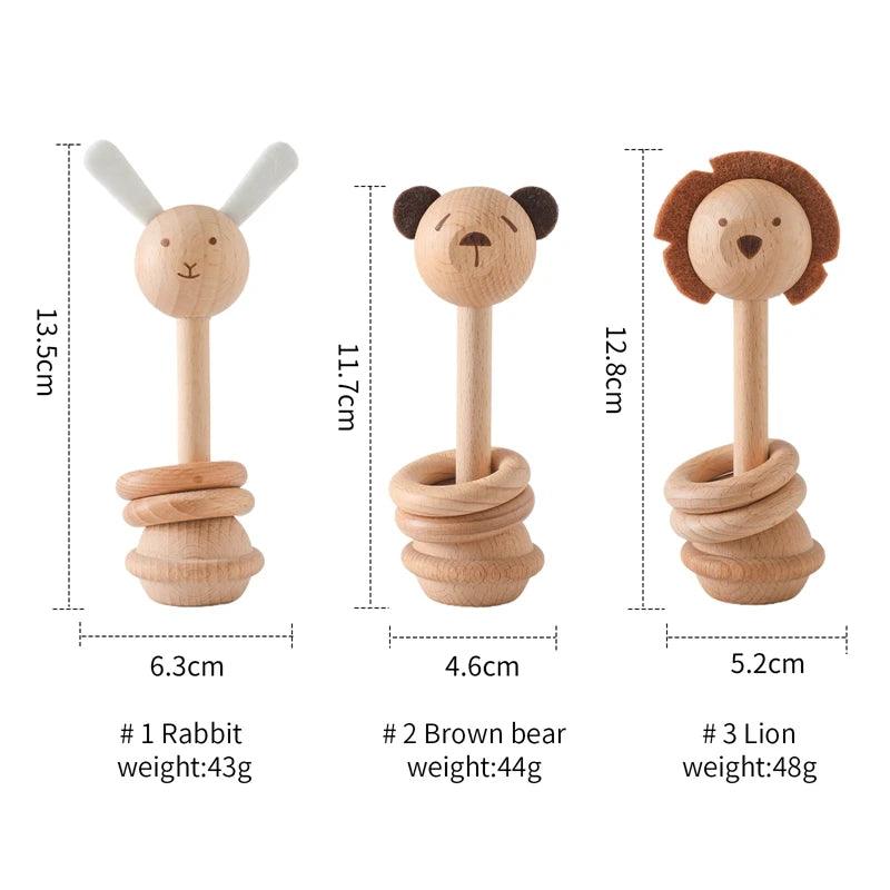 Wooden Animal Rattle Toys