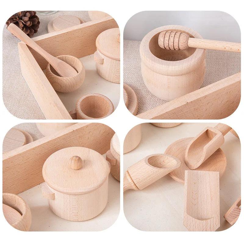 Wooden Kitchen Tea Set: Sensory Pretend Play