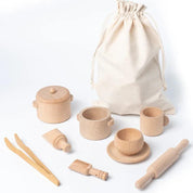 Wooden Kitchen Tea Set: Sensory Pretend Play