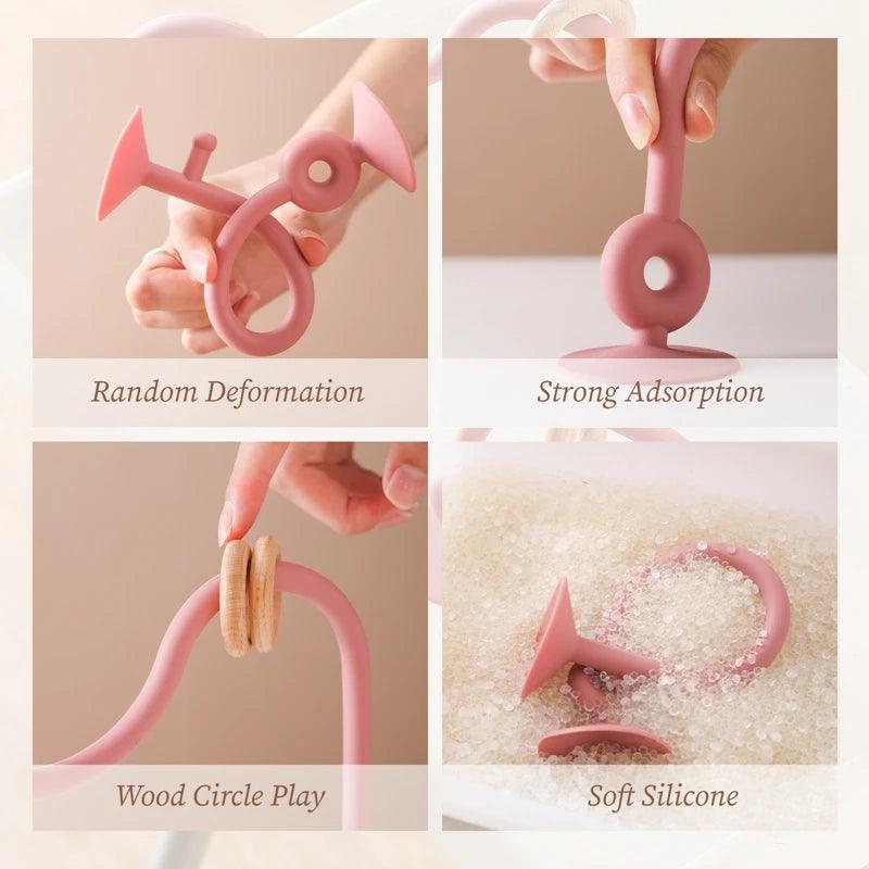 Baby Toy Silicone Rap + Wooden Circle