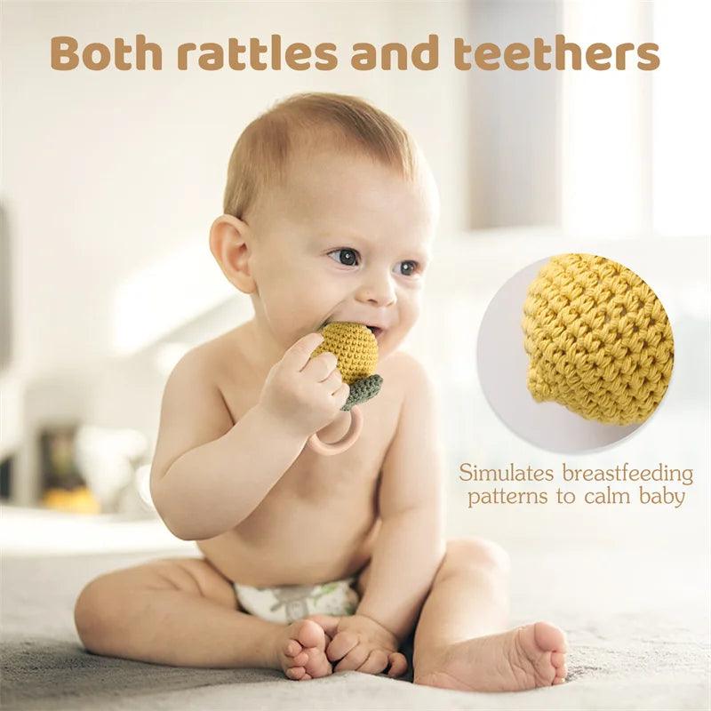 Eco-Friendly Knitted Rattles & Wooden Teethers - Mandhi