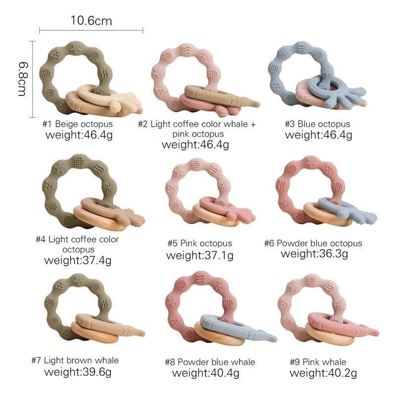 Baby Silicone Teether Ring  Rattles