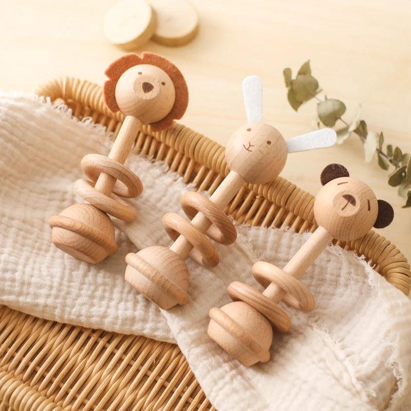 Wooden Animal Rattle Toys