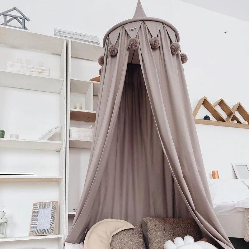 Dreamy Grey Pompom Canopy