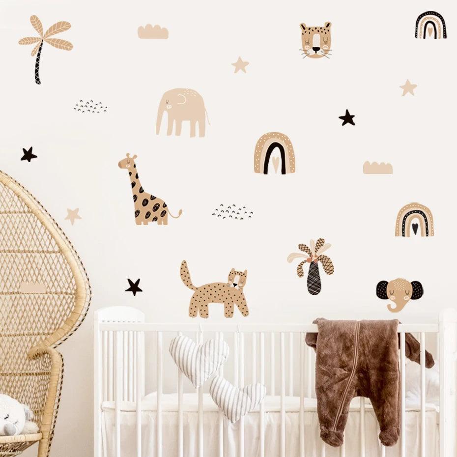 Boho Rainbow Safari Animals Wall Stickers