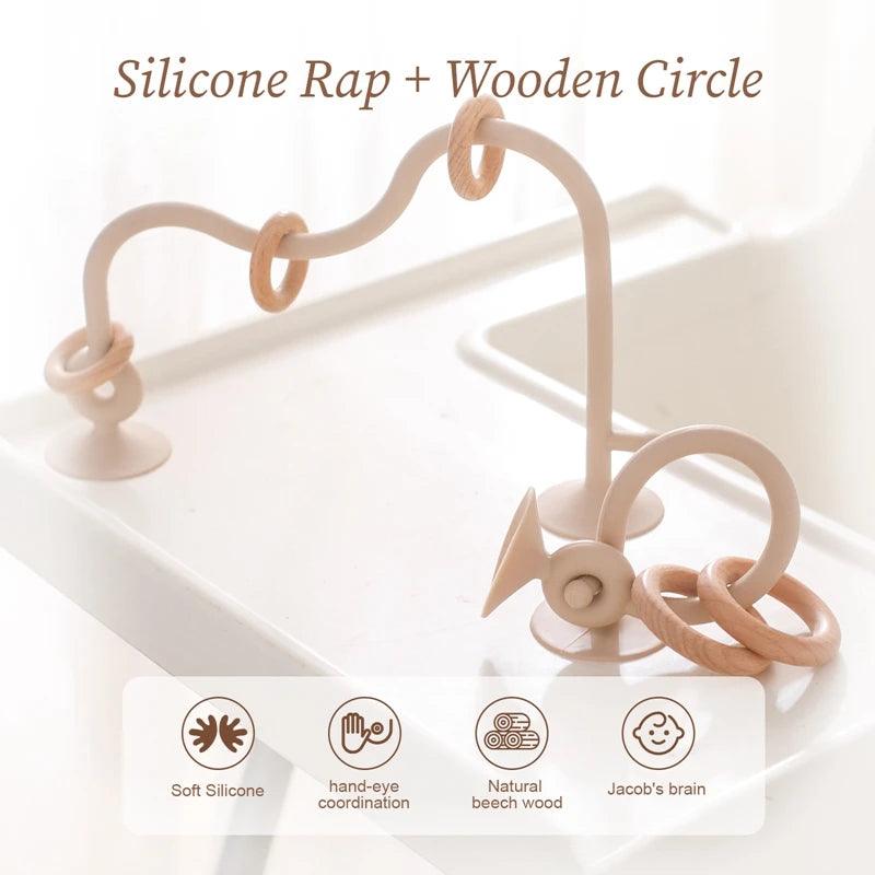 Baby Toy Silicone Rap + Wooden Circle