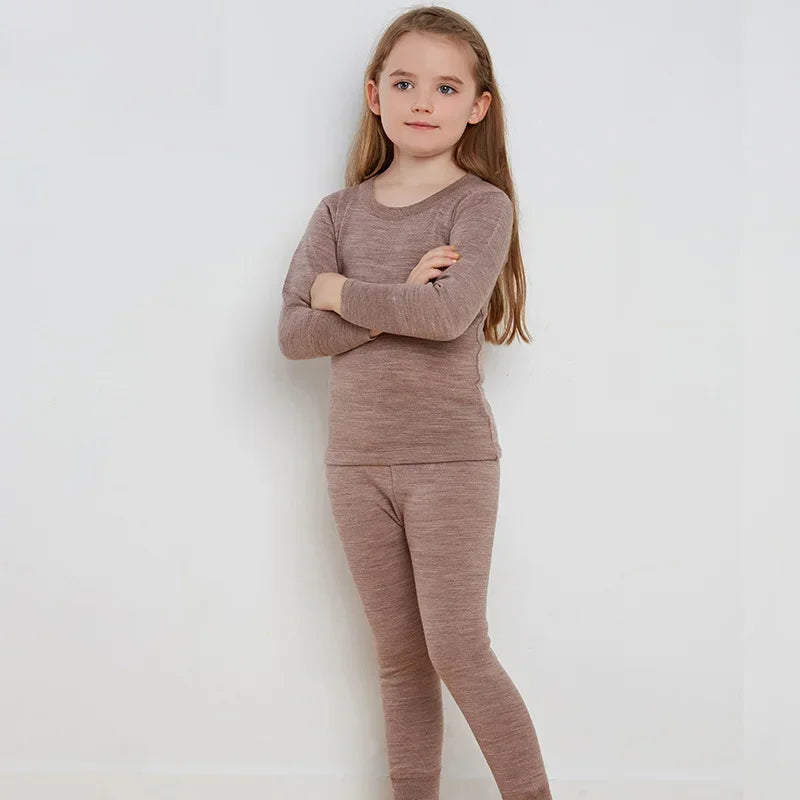 Merino Wool Thermal Kids Underwear Set